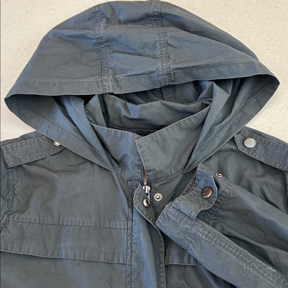 Forever 21 Gray Hooded Longline Full Zip Full Snap Parka KING Utility Jacket - Picture 13 of 15